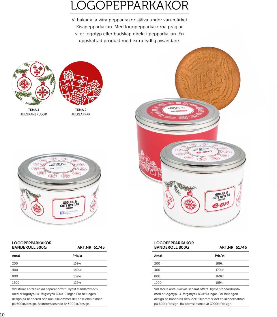 NR: 61746 200 159kr 400 149kr 800 139kr 1200 129kr Vid större antal skickas separat offert. Tryckt standardmotiv med er logotyp i 4-färgstryck (CMYK) ingår.