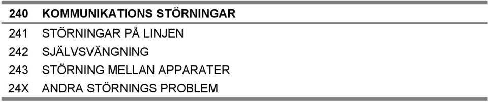 SJÄLVSVÄNGNING 243 STÖRNING