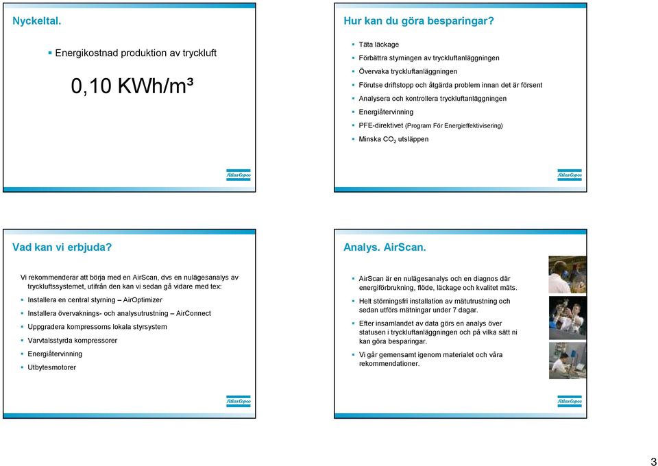 Energiåtervinning PFE-direktivet (Program För Energieffektivisering) Minska CO 2 utsläppen Vad kan vi erbjuda? Analys. AirScan.