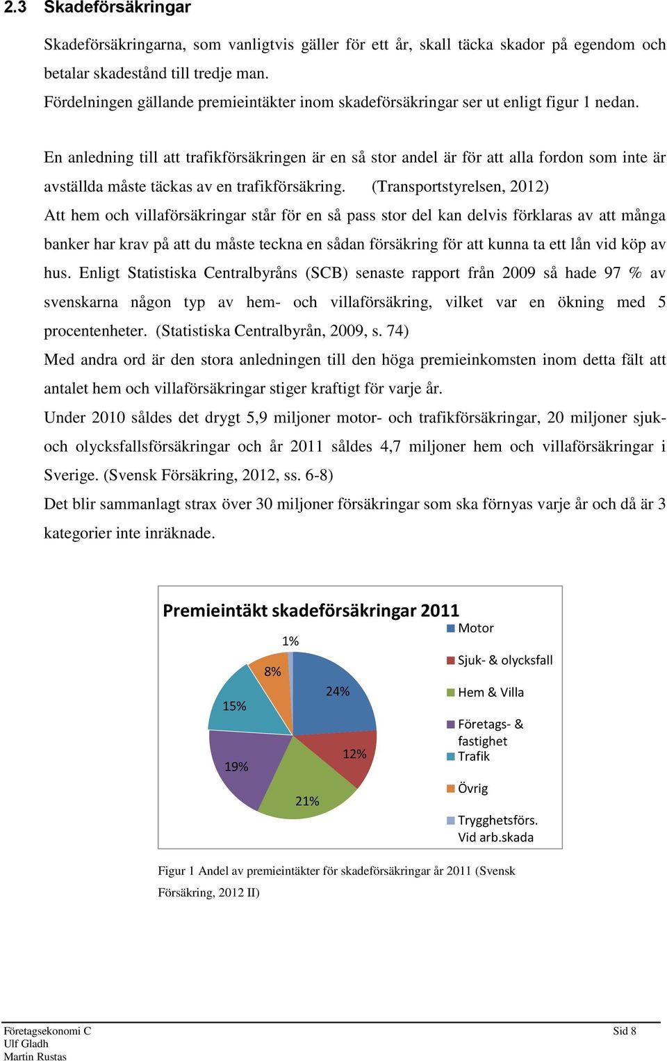 En anledning till att trafikförsäkringen är en så stor andel är för att alla fordon som inte är avställda måste täckas av en trafikförsäkring.