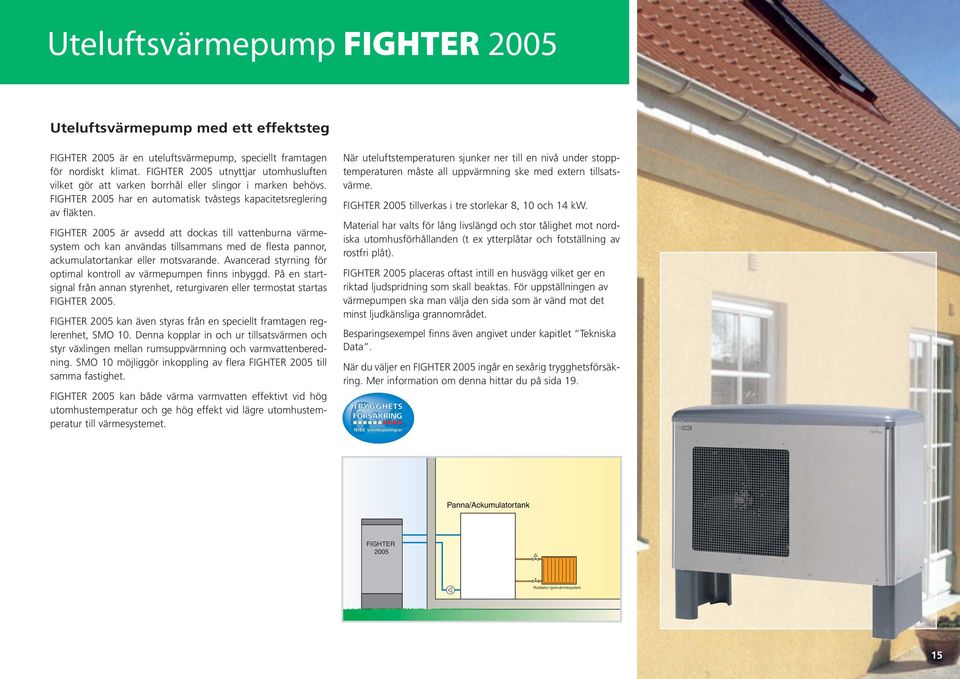 FIGHTER 2005 är avsedd att dockas till vattenburna värmesystem och kan användas tillsammans med de flesta pannor, ackumulatortankar eller motsvarande.