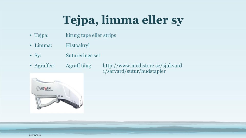 Suturerings set Agraffer: Agraff tång