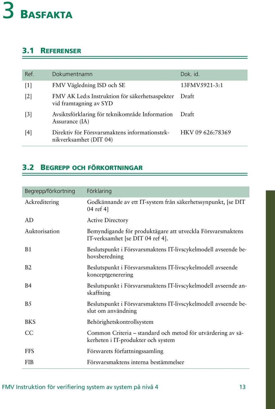 för Försvarsmaktens informationsteknikverksamhet (DIT 04) Draft Draft HKV 09 626:78369 3.