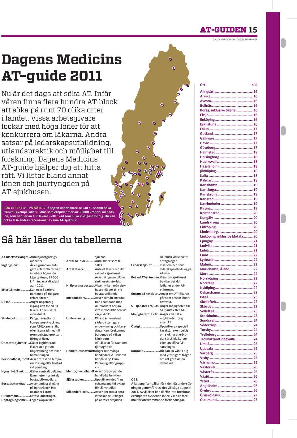 Dagens Medicins AT-guide hjälper dig att hitta rätt. Vi listar bland annat lönen och jourtyngden på AT-sjukhusen. sök effektivt på nätet. På sajten underlakare.