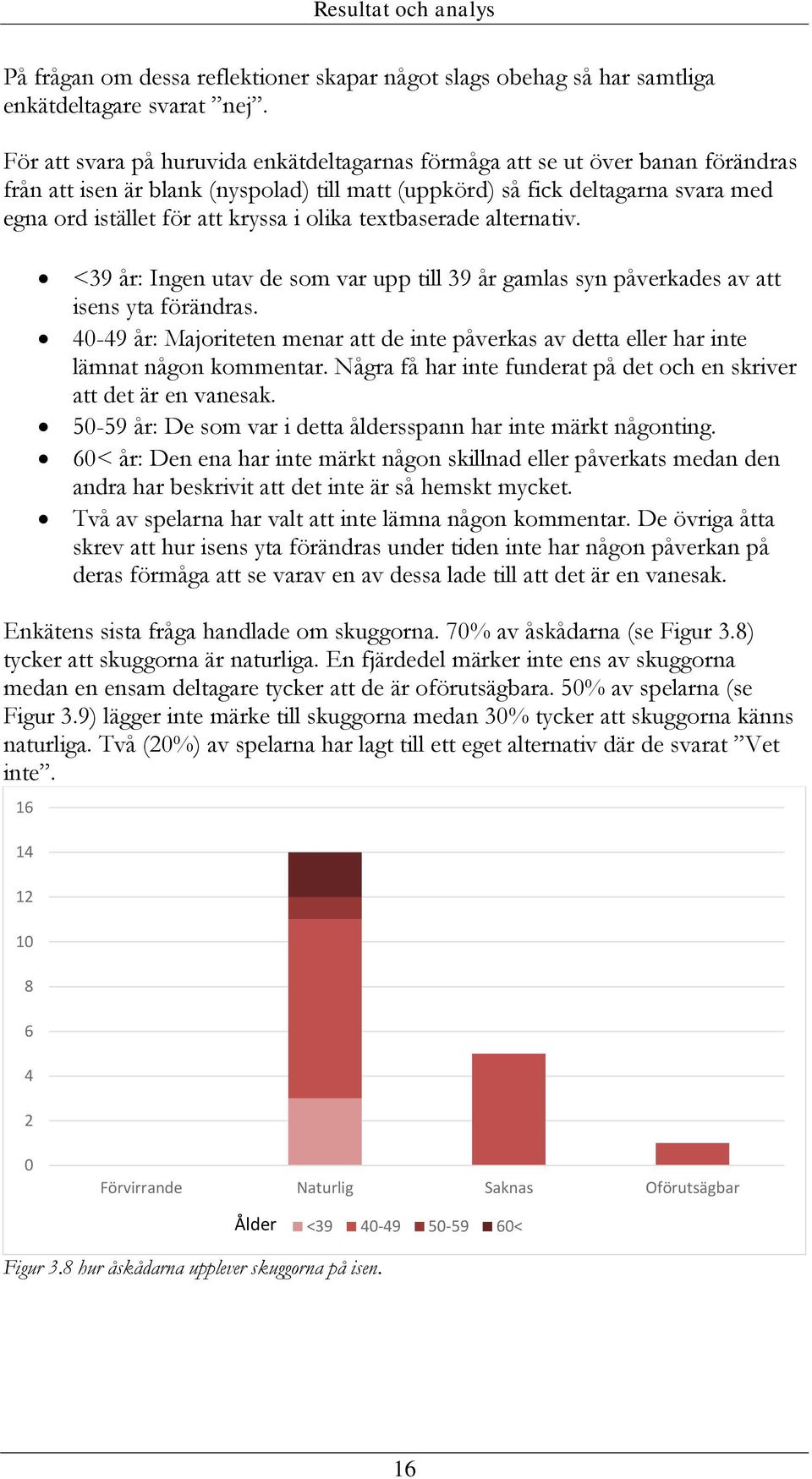 olika textbaserade alternativ. <39 år: Ingen utav de som var upp till 39 år gamlas syn påverkades av att isens yta förändras.