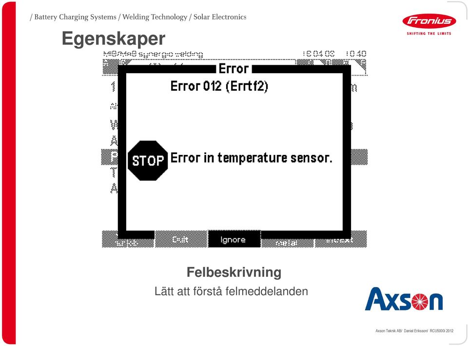 felmeddelanden Axson Teknik