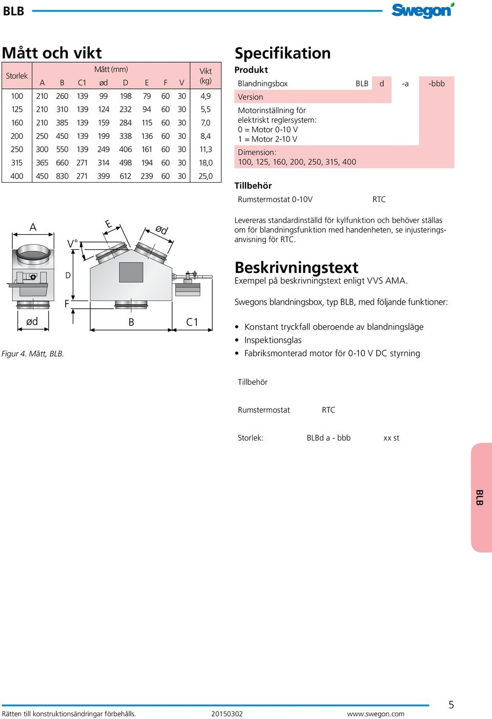 Rumstermostat 0-V Levereras standardinställd för kylfunktion och behöver ställas om för blandningsfunktion med handenheten, se injusteringsanvisning för.