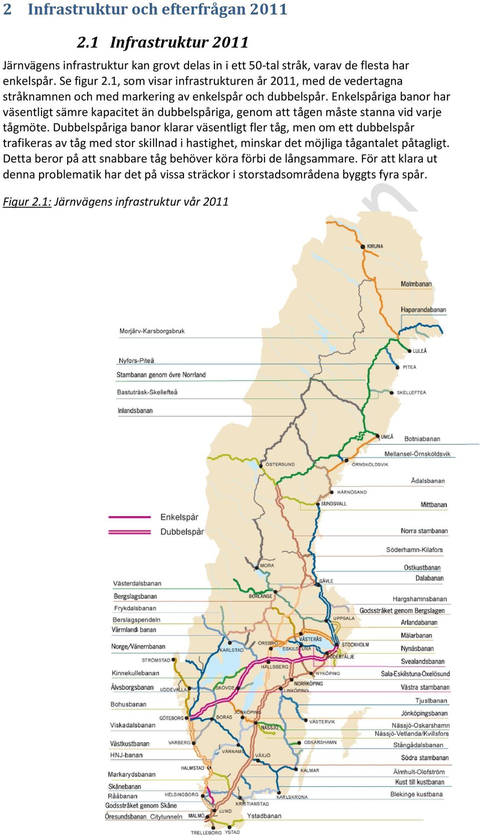 Enkelspåriga banor har väsentligt sämre kapacitet än dubbelspåriga, genom att tågen måste stanna vid varje tågmöte.