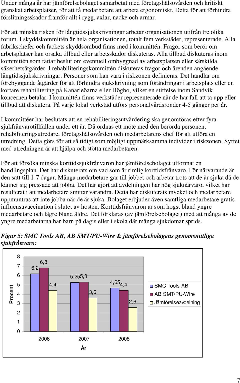 I skyddskommittén är hela organisationen, totalt fem verkstäder, representerade. Alla fabrikschefer och fackets skyddsombud finns med i kommittén.