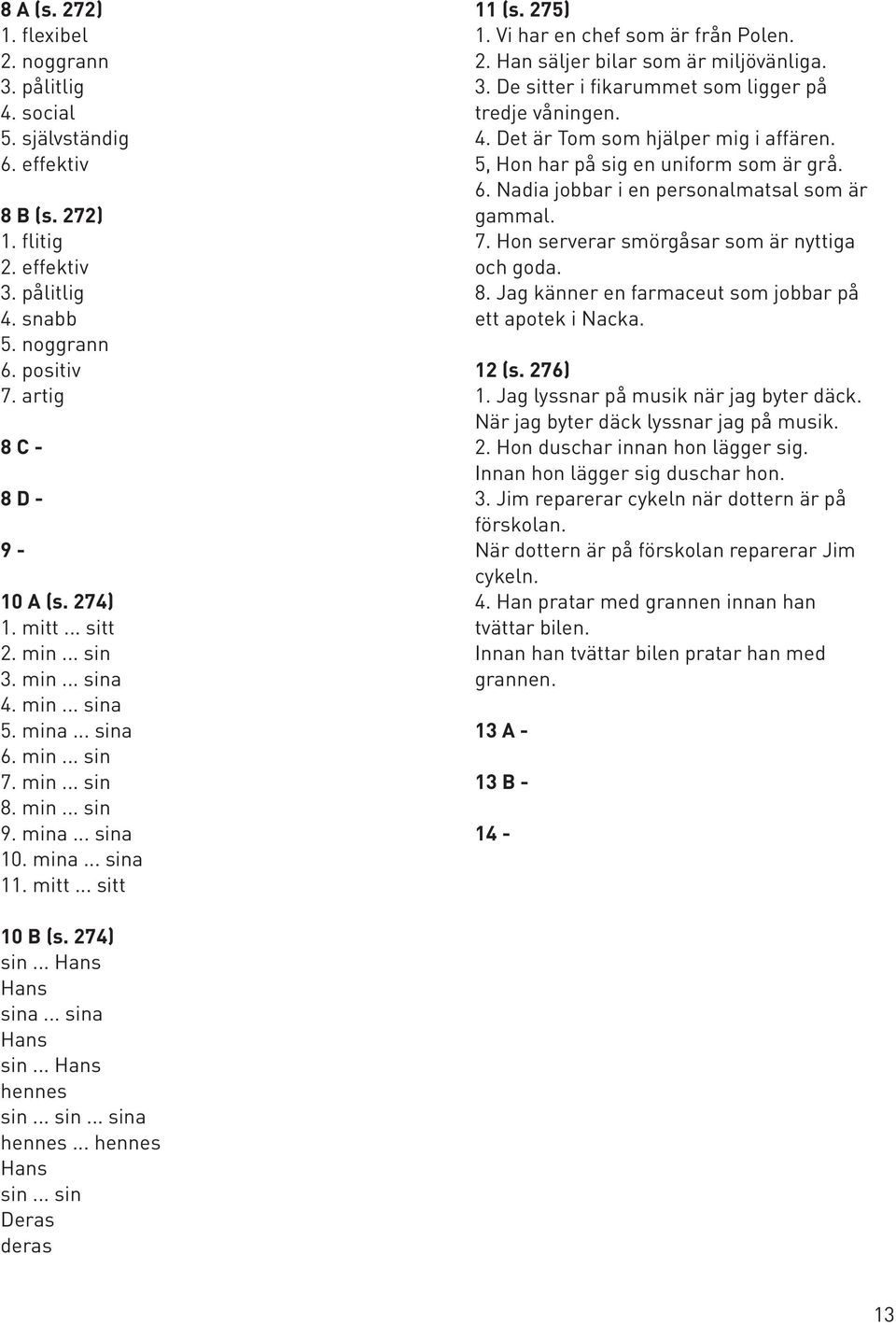 Vi har en chef som är från Polen. 2. Han säljer bilar som är miljövänliga. 3. De sitter i fikarummet som ligger på tredje våningen. 4. Det är Tom som hjälper mig i affären.