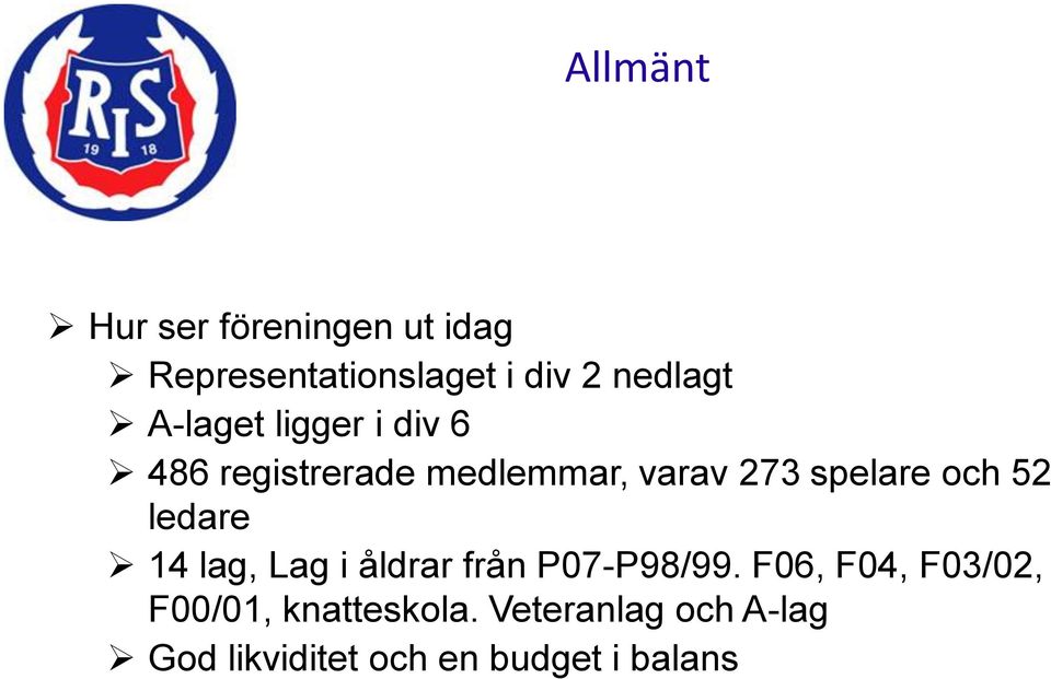 52 ledare 14 lag, Lag i åldrar från P07-P98/99.