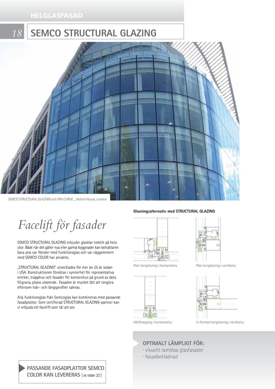 STRUCTURAL GLAZING utvecklades för mer än 25 år sedan i USA.