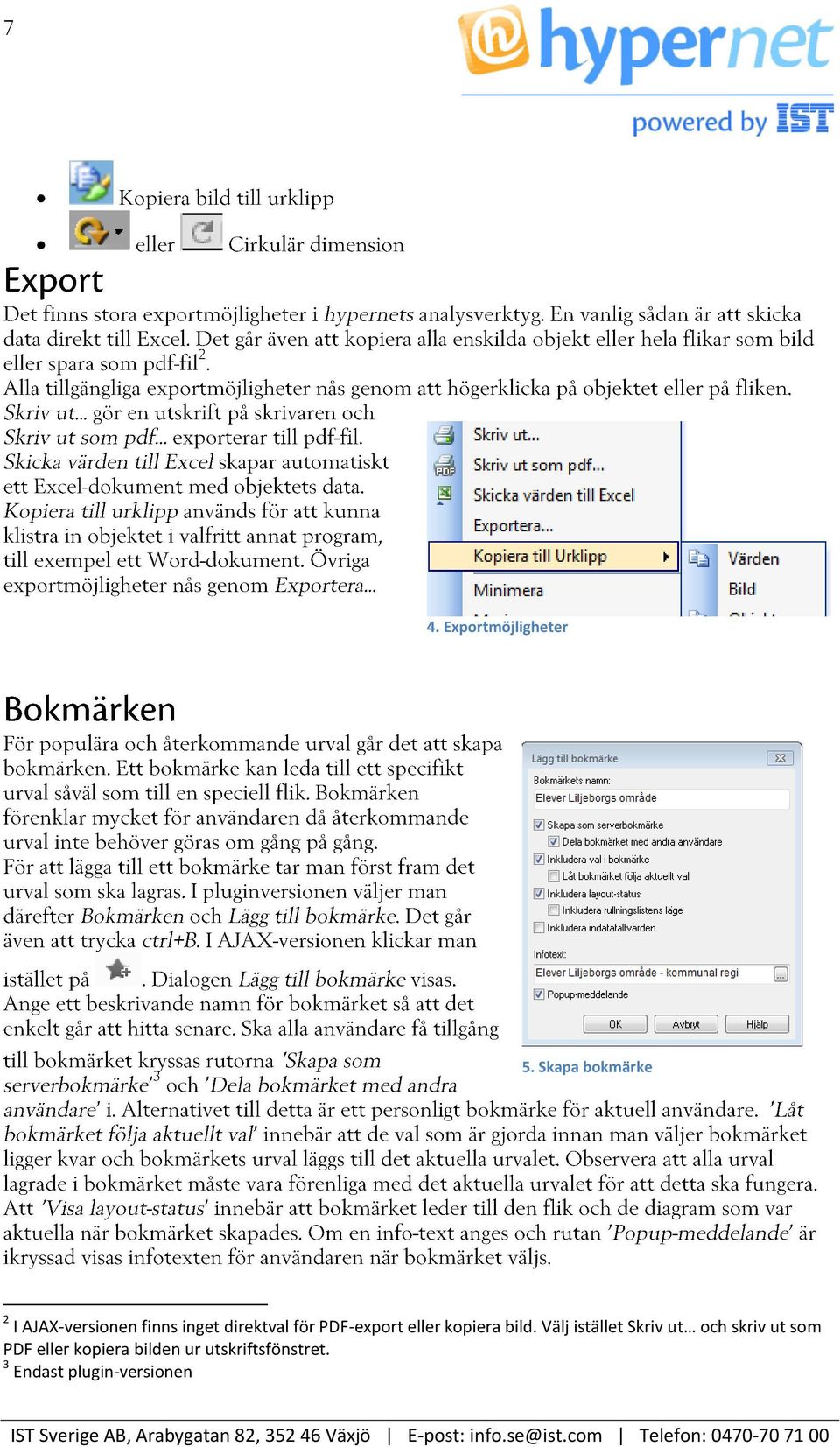 för PDF-export eller kopiera bild.