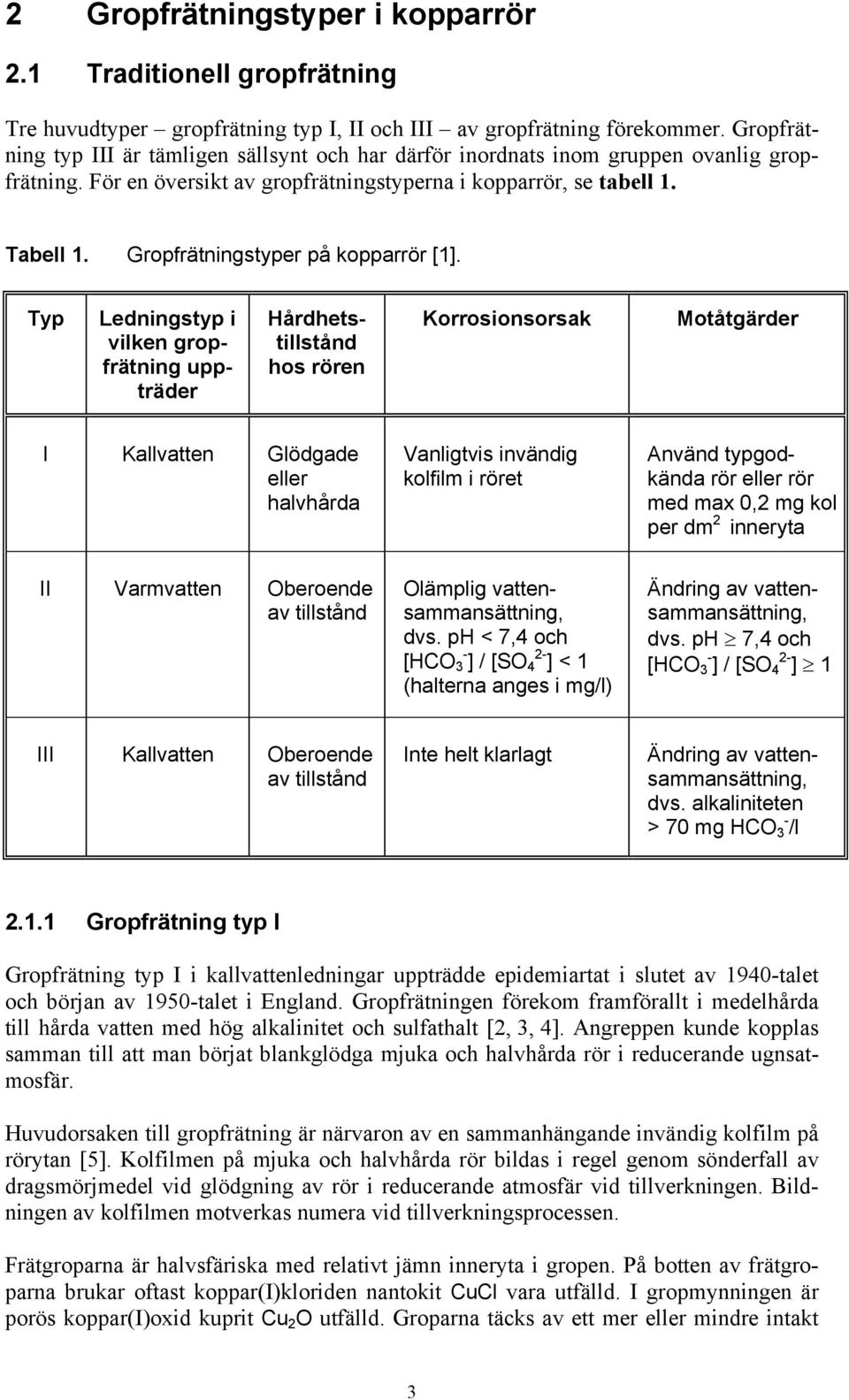 Gropfrätningstyper på kopparrör [1].