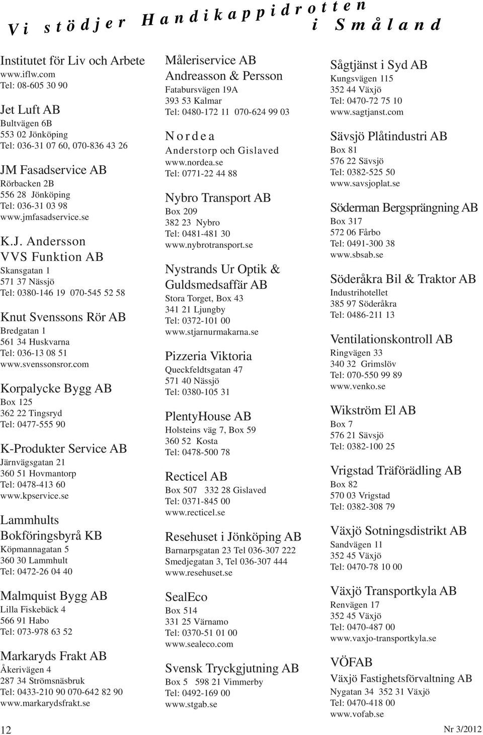 svenssonsror.com Korpalycke Bygg AB Box 125 362 22 Tingsryd Tel: 0477-555 90 K-Produkter Service AB Järnvägsgatan 21 360 51 Hovmantorp Tel: 0478-413 60 www.kpservice.