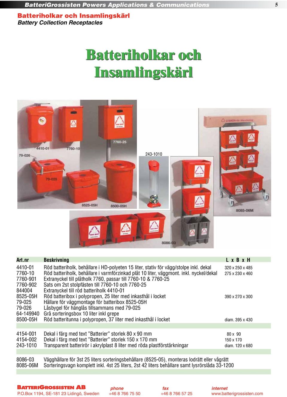 dekal 320 x 250 x 485 7760-10 Röd batteriholk, behållare i varmförzinkad plåt 10 liter, väggmont. inkl.
