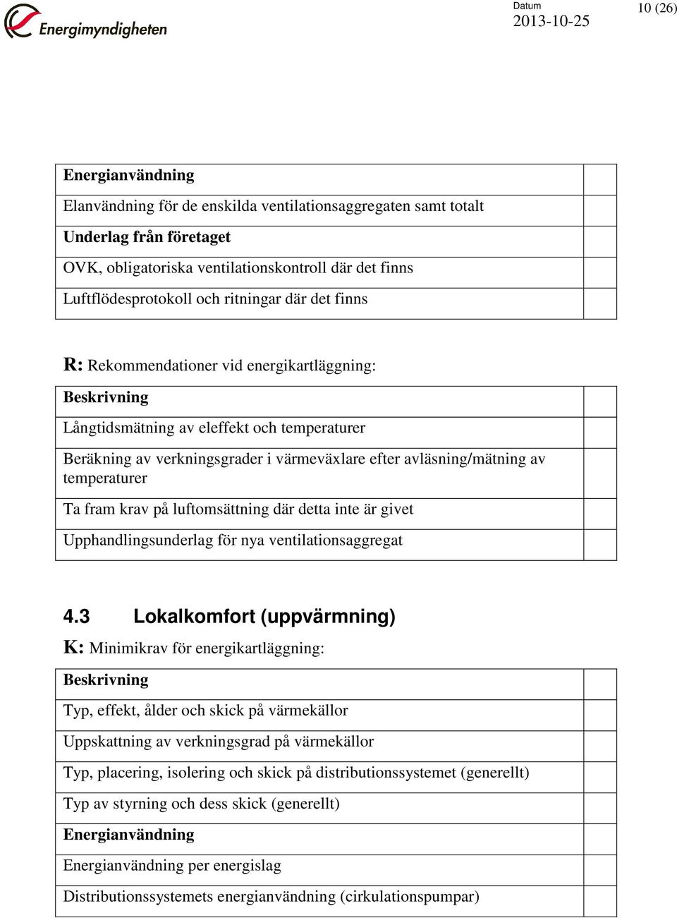 fram krav på luftomsättning där detta inte är givet Upphandlingsunderlag för nya ventilationsaggregat 4.