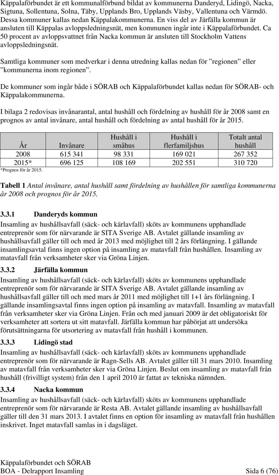 Ca 50 procent av avloppsvattnet från Nacka kommun är ansluten till Stockholm Vattens avloppsledningsnät.