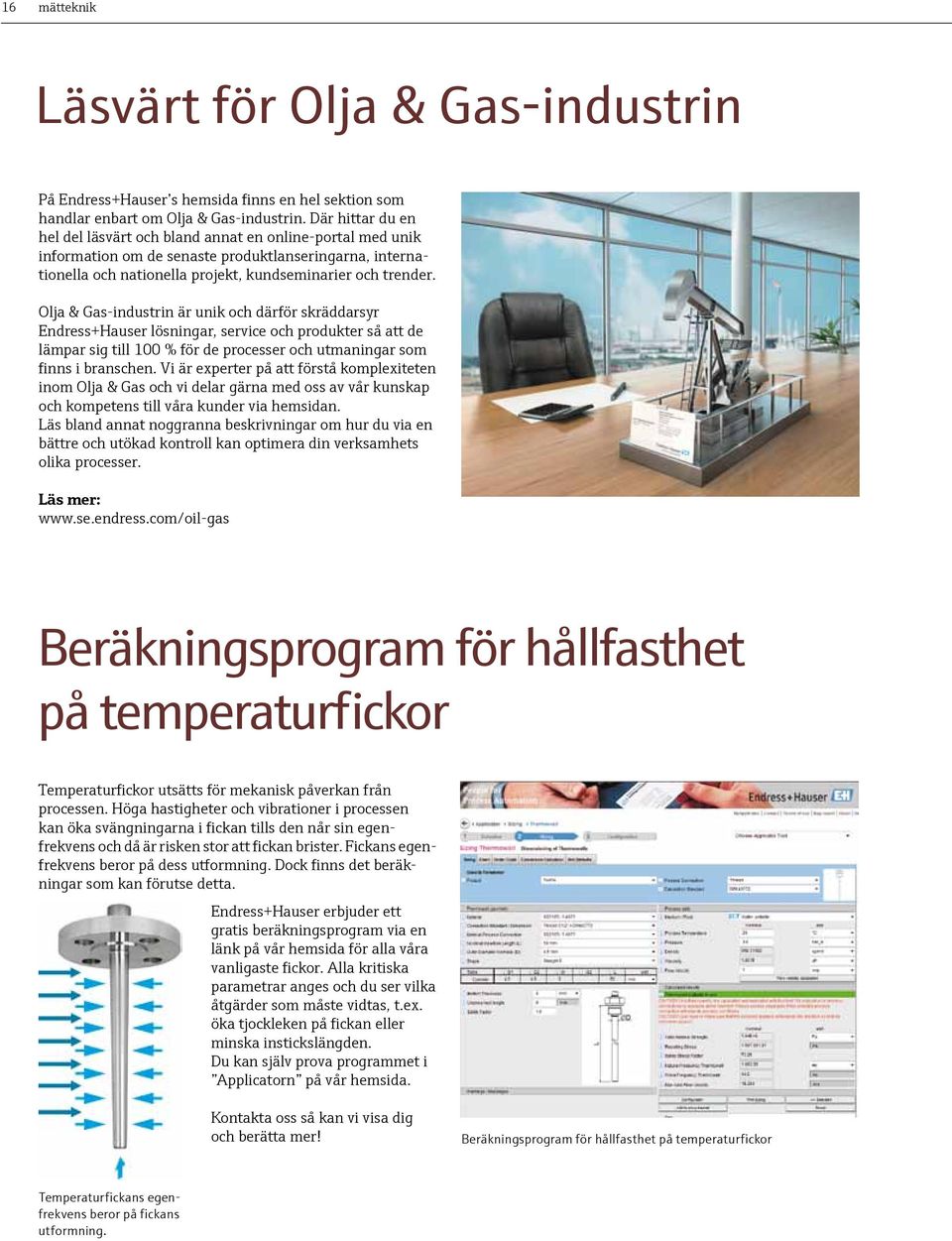 Olja & Gas-industrin är unik och därför skräddarsyr Endress+Hauser lösningar, service och produkter så att de lämpar sig till 100 % för de processer och utmaningar som finns i branschen.