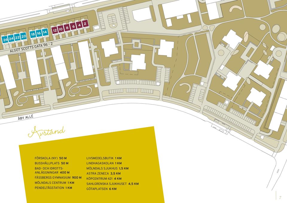 CENTRUM 1 KM PENDELTÅGSTATION 1 KM LIVSMEDELSBUTIK 1 KM LINDHAGASKOLAN 1 KM MÖLNDALS SJUKHUS