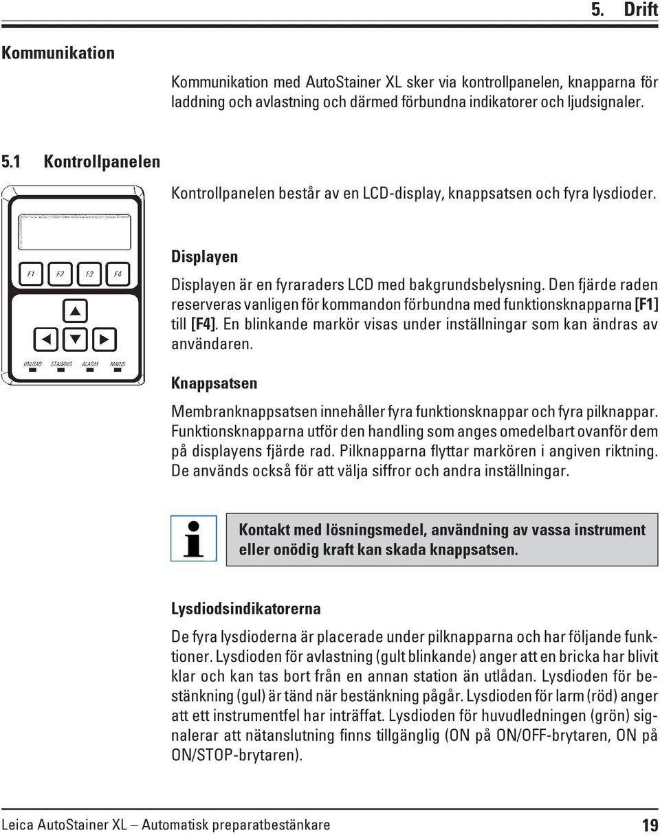 Den fjärde raden reserveras vanligen för kommandon förbundna med funktionsknapparna [F1] till [F4]. En blinkande markör visas under inställningar som kan ändras av användaren.