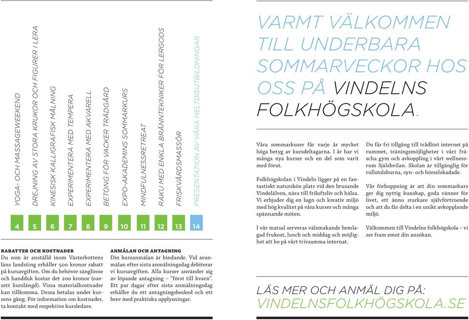 FOLKHÖGSKOLA. Våra sommarkuser får varje år mycket höga betyg av kursdeltagarna. I år har vi många nya kurser och en del som varit med förut.