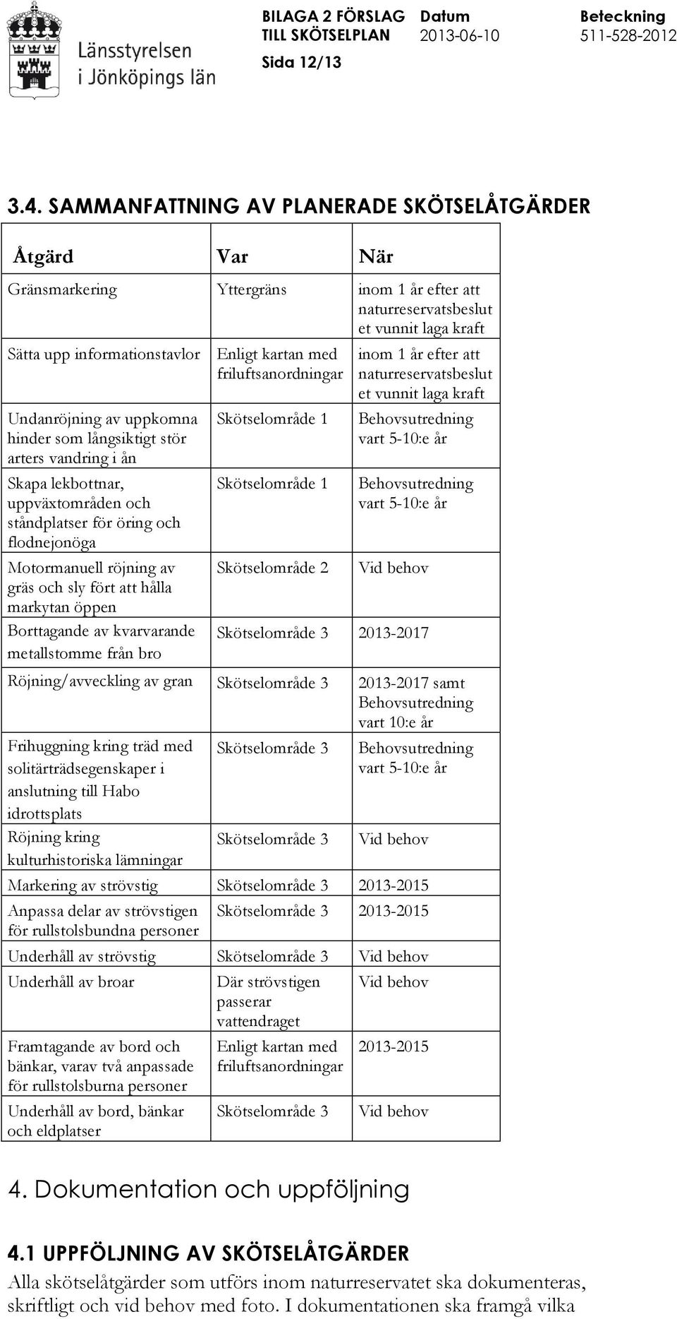 friluftsanordningar Undanröjning av uppkomna hinder som långsiktigt stör arters vandring i ån Skapa lekbottnar, uppväxtområden och ståndplatser för öring och flodnejonöga Motormanuell röjning av gräs