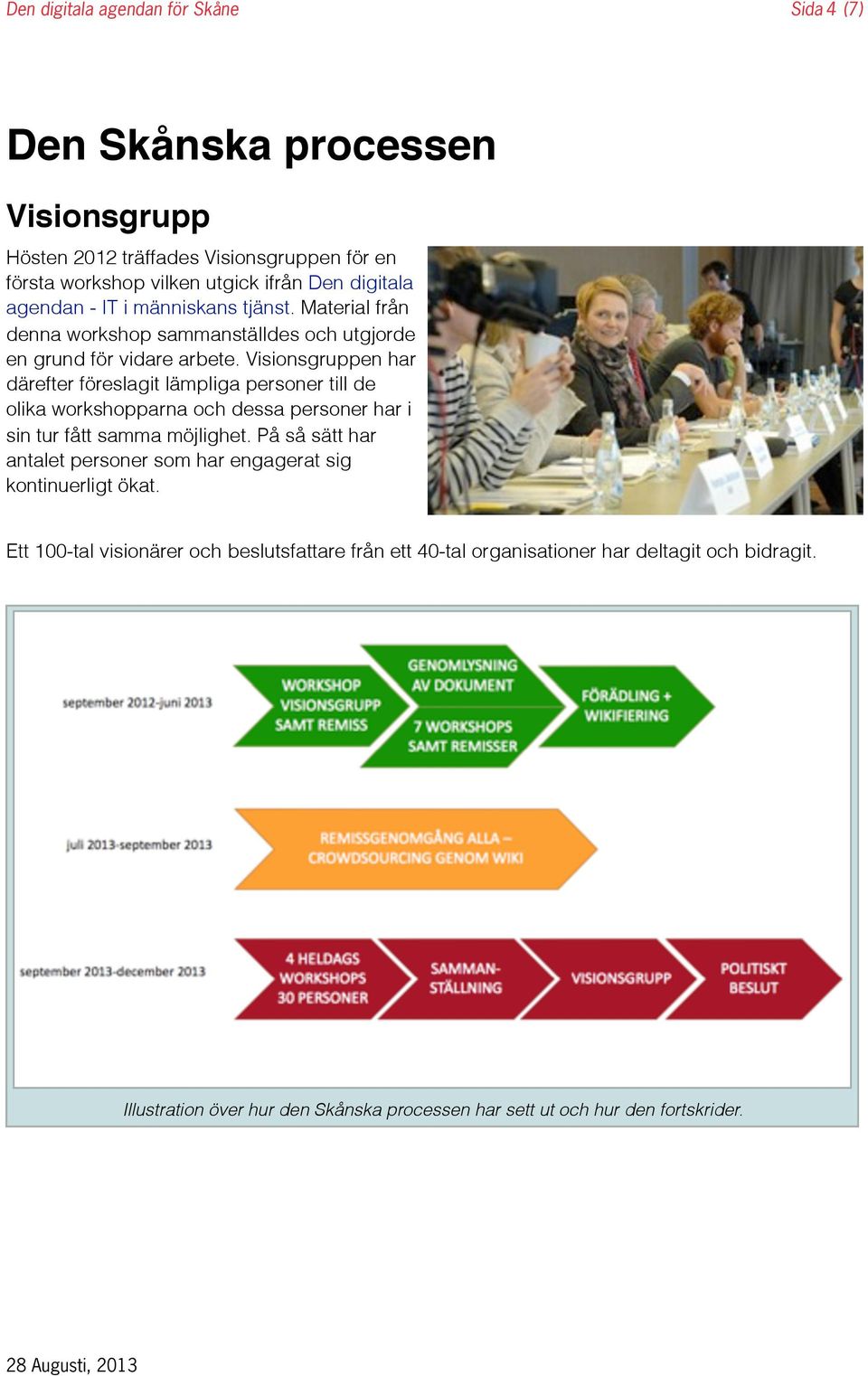 Visionsgruppen har därefter föreslagit lämpliga personer till de olika workshopparna och dessa personer har i sin tur fått samma möjlighet.