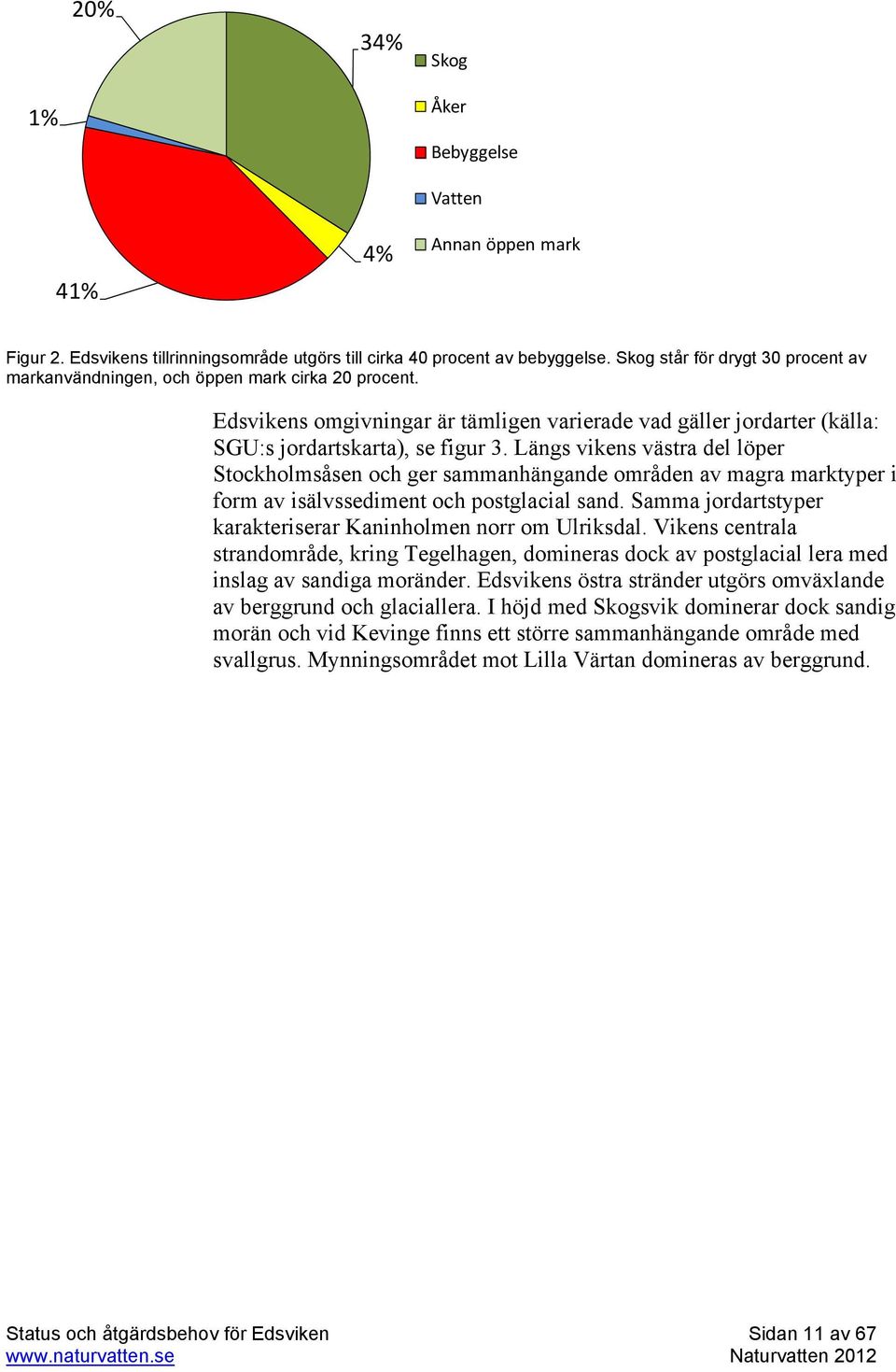 Längs vikens västra del löper Stockholmsåsen och ger sammanhängande områden av magra marktyper i form av isälvssediment och postglacial sand.