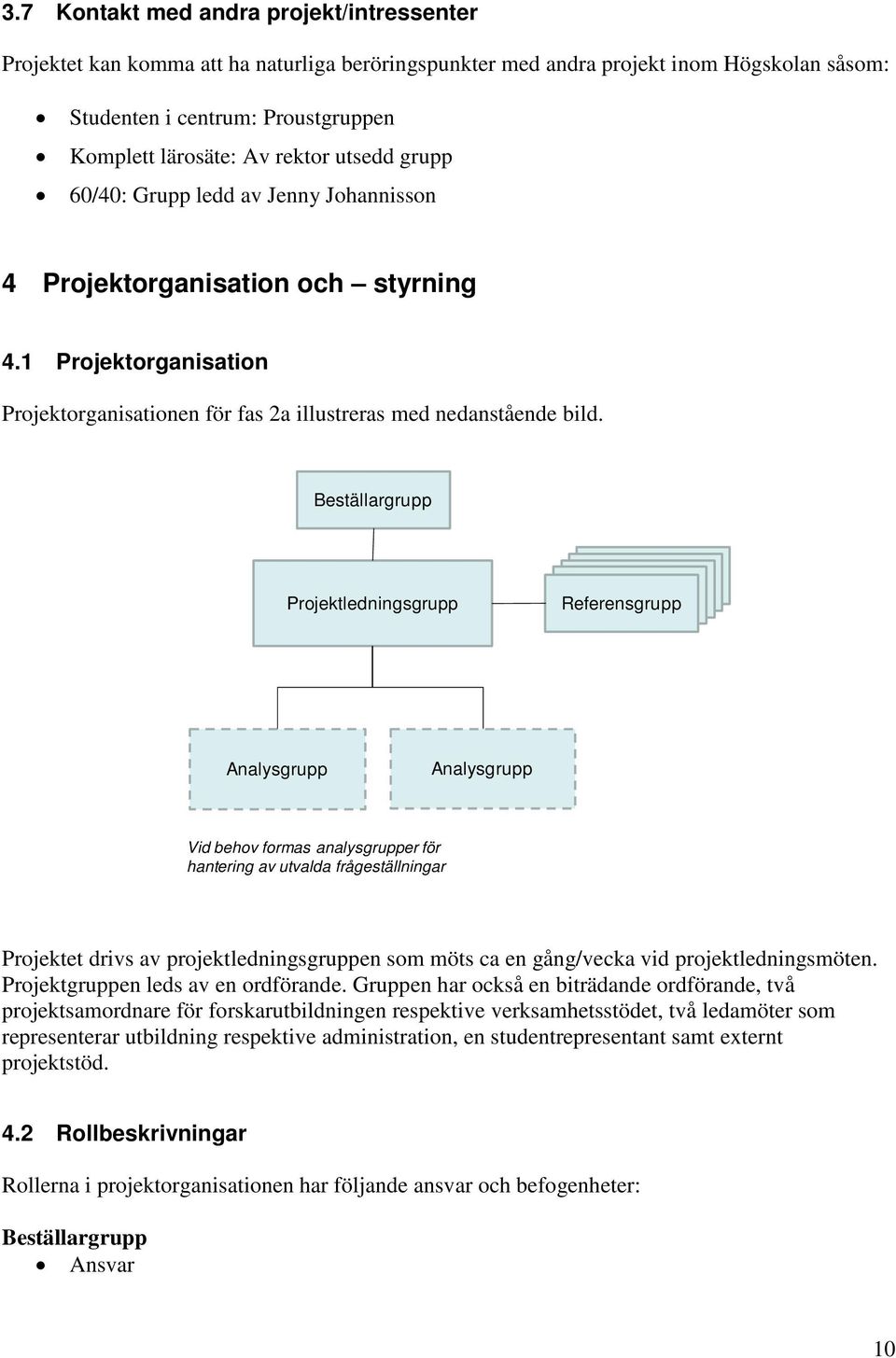 Beställargrupp Projektledningsgrupp Referensgrupp Referensgrupp Referensgrupp Referensgrupp Analysgrupp Analysgrupp Vid behov formas analysgrupper för hantering av utvalda frågeställningar Projektet