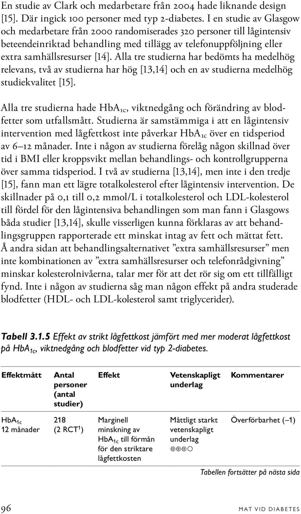 Alla tre studierna har bedömts ha medelhög relevans, två av studierna har hög [13,14] och en av studierna medelhög studiekvalitet [15].