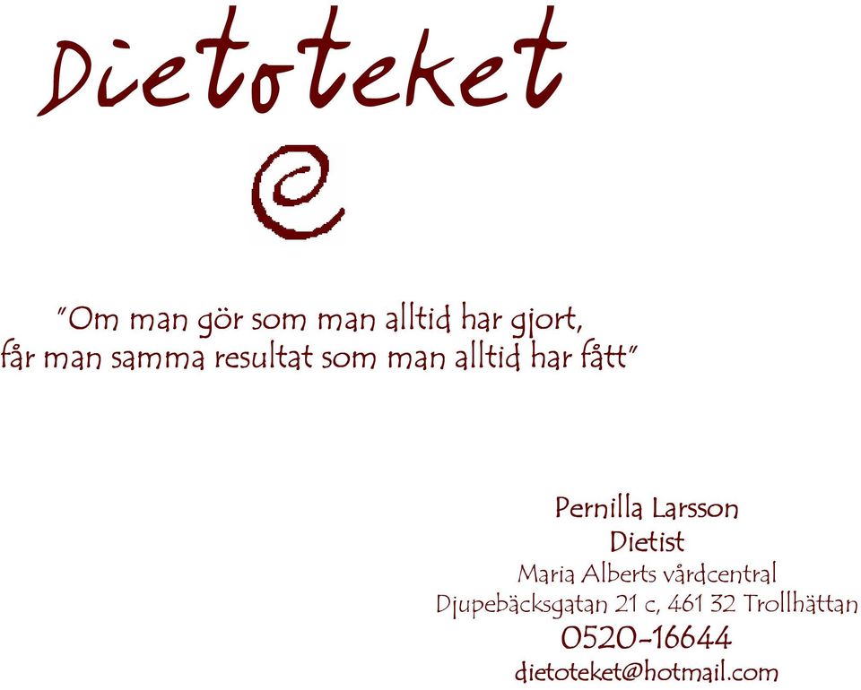 Larsson Dietist Maria Alberts vårdcentral