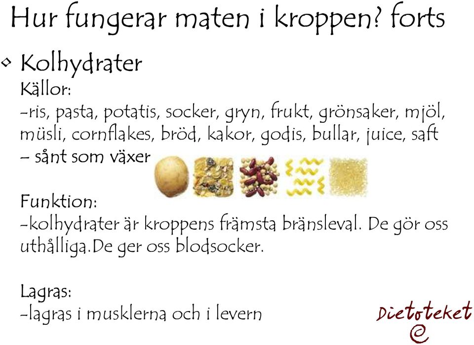 mjöl, müsli, cornflakes, bröd, kakor, godis, bullar, juice, saft sånt som växer