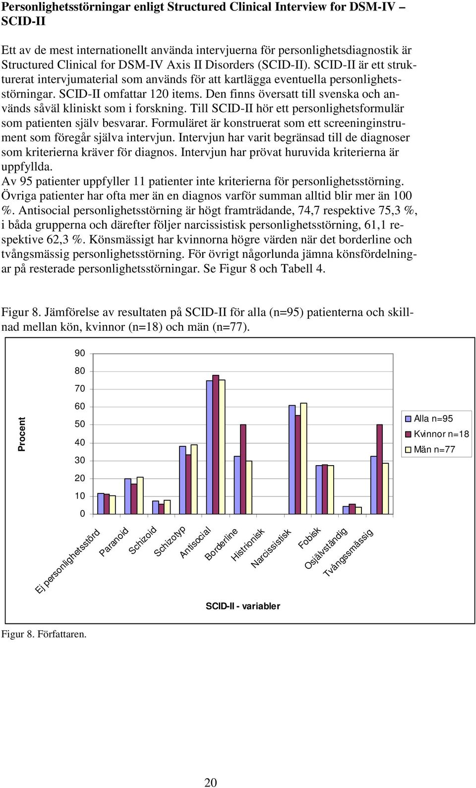 Den finns översatt till svenska och används såväl kliniskt som i forskning. Till SCID-II hör ett personlighetsformulär som patienten själv besvarar.