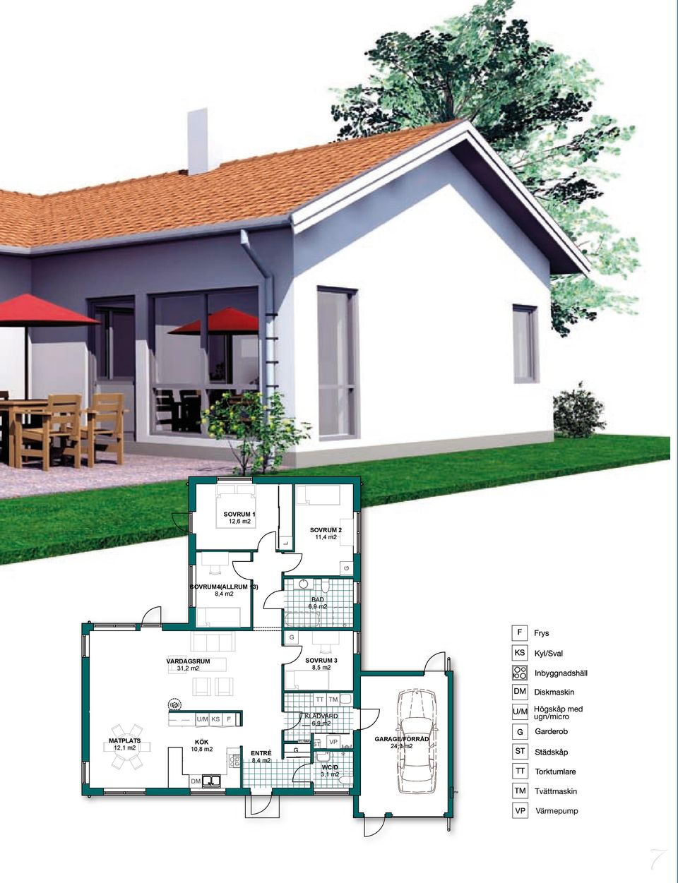 ugn/micro MATPLATS 12,1 m2 KÖK 10,8 m2 DM ENTRÉ 8,4 m2 G EL/MM ST VP WC/D 3,1 m2