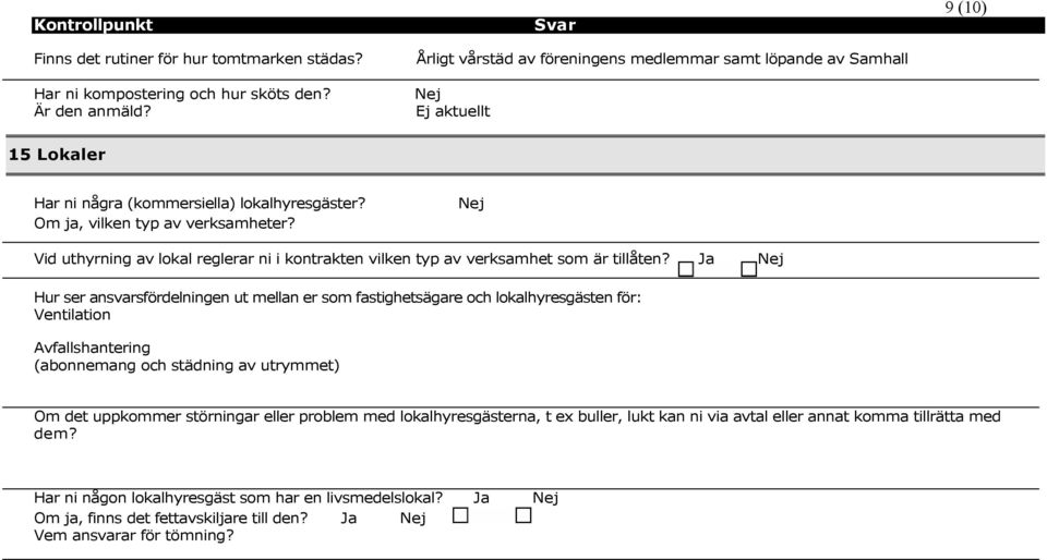 Vid uthyrning av lokal reglerar ni i kontrakten vilken typ av verksamhet som är tillåten?