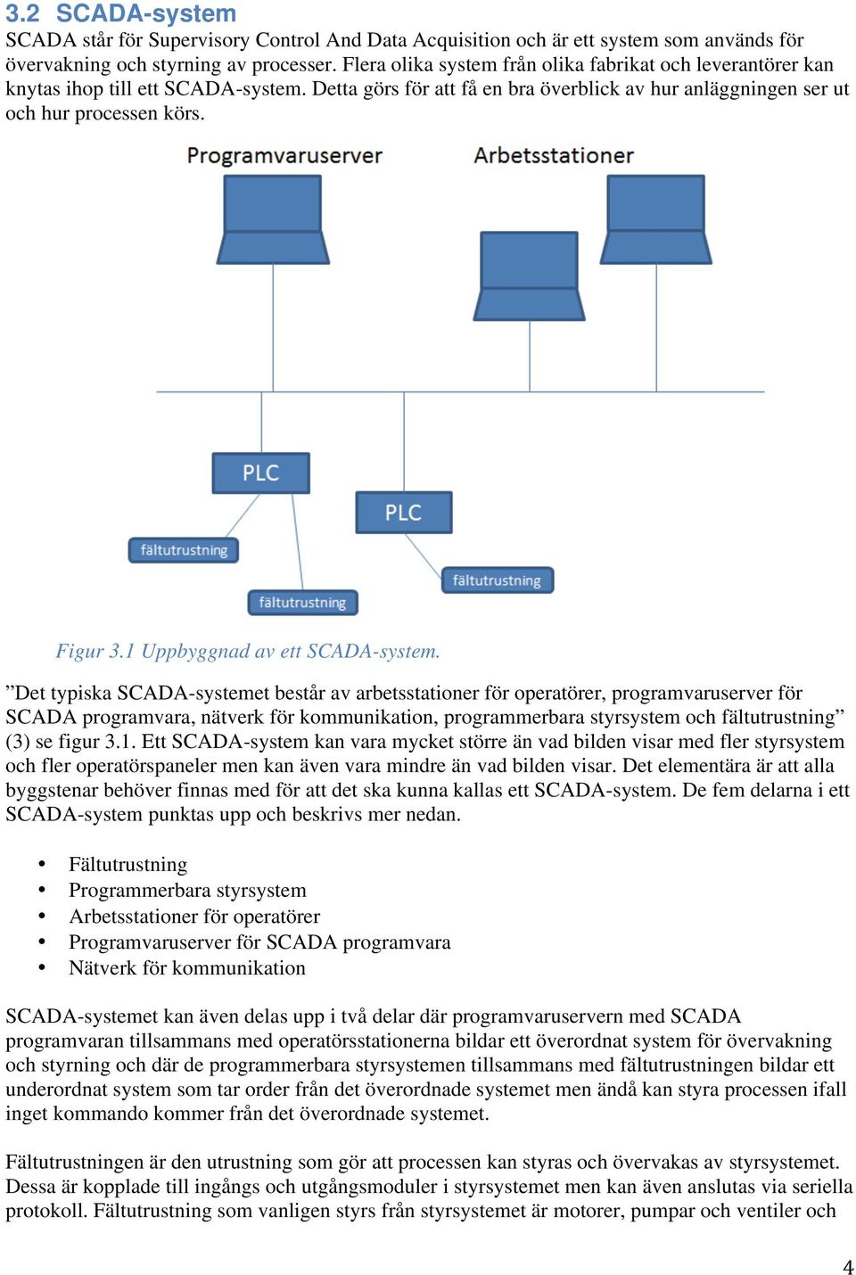 1 Uppbyggnad av ett SCADA-system.