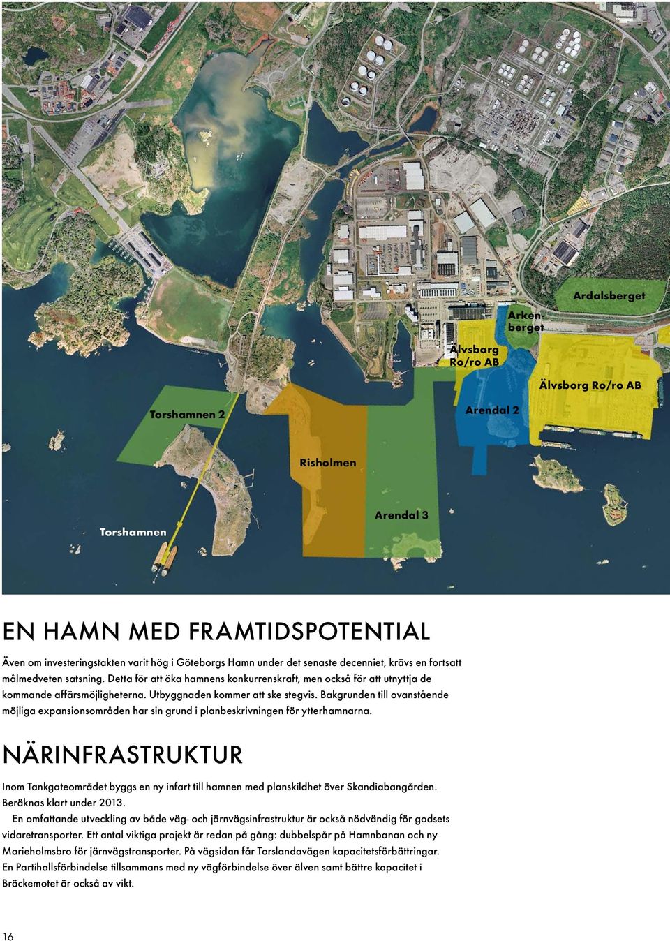 Utbyggnaden kommer att ske stegvis. Bakgrunden till ovanstående möjliga expansionsområden har sin grund i planbeskrivningen för ytterhamnarna.