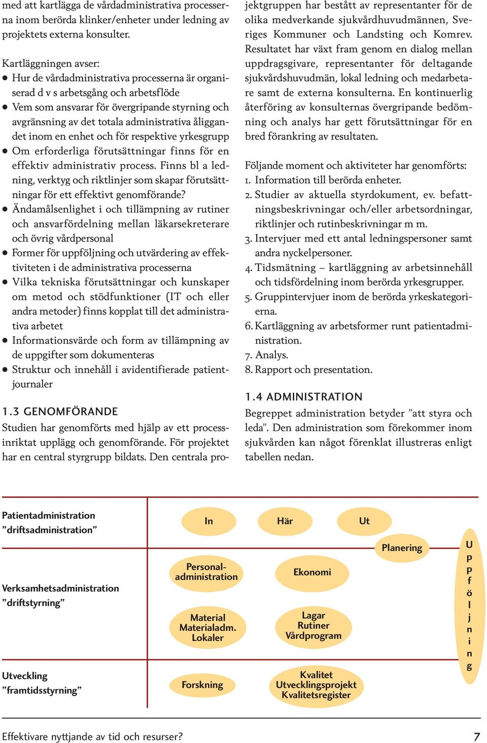 åliggandet inom en enhet och för respektive yrkesgrupp Om erforderliga förutsättningar finns för en effektiv administrativ process.