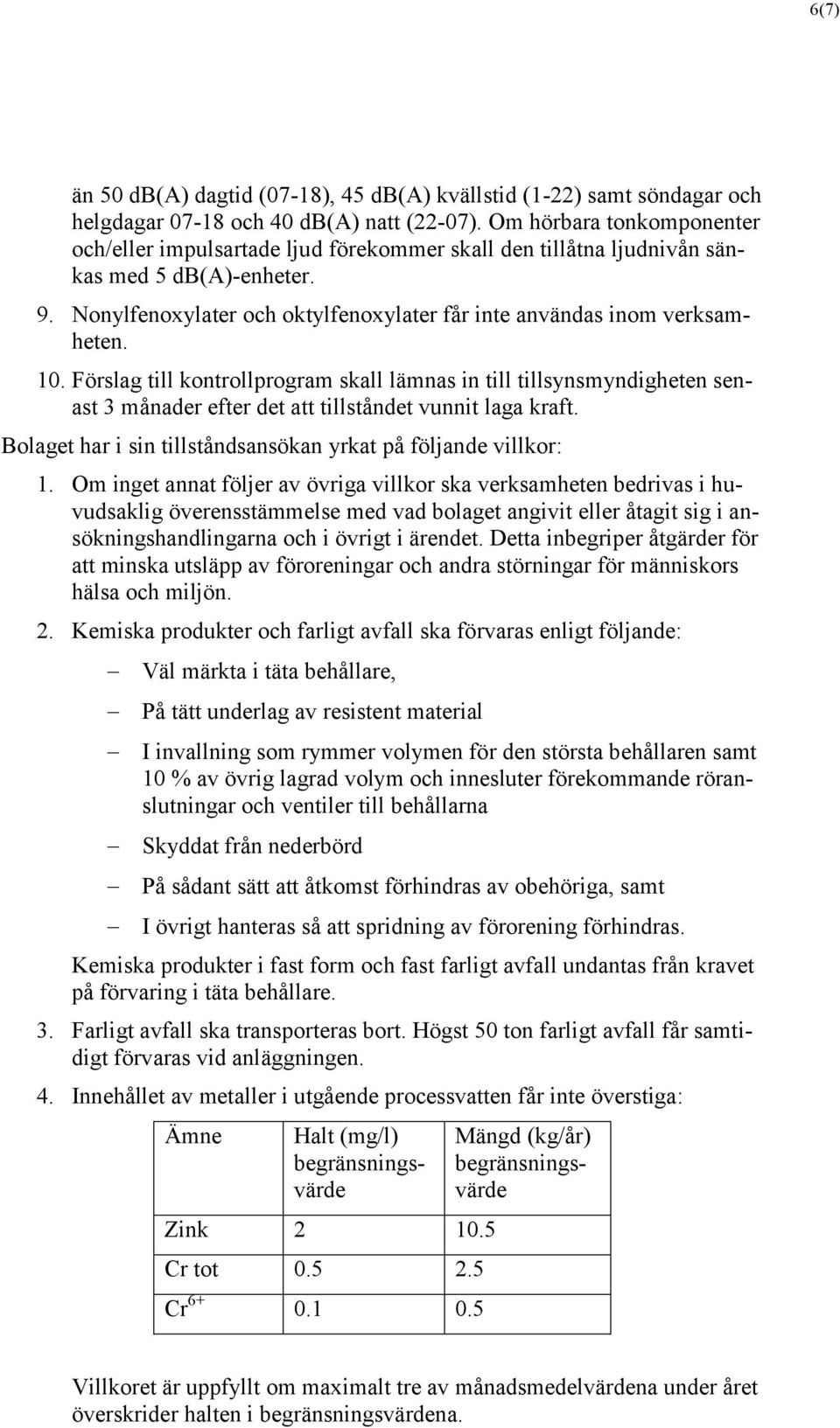 10. Förslag till kontrollprogram skall lämnas in till tillsynsmyndigheten senast 3 månader efter det att tillståndet vunnit laga kraft.