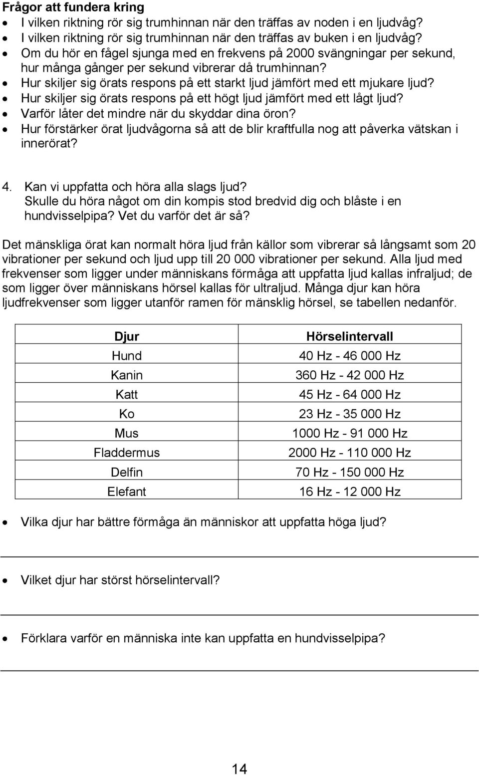 Hur skiljer sig örats respons på ett starkt ljud jämfört med ett mjukare ljud? Hur skiljer sig örats respons på ett högt ljud jämfört med ett lågt ljud?