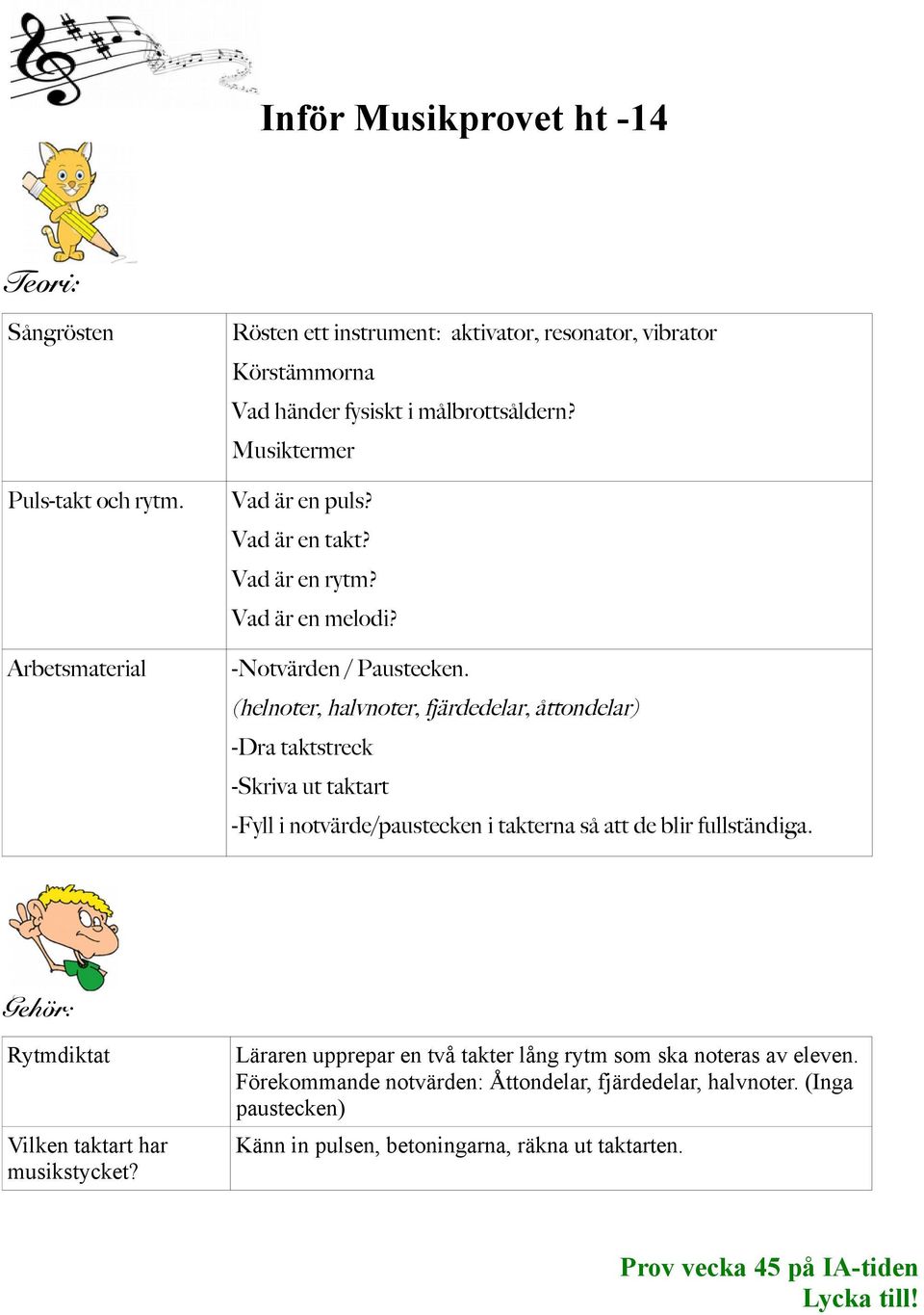 Vad är en melodi? -Notvärden / Paustecken.