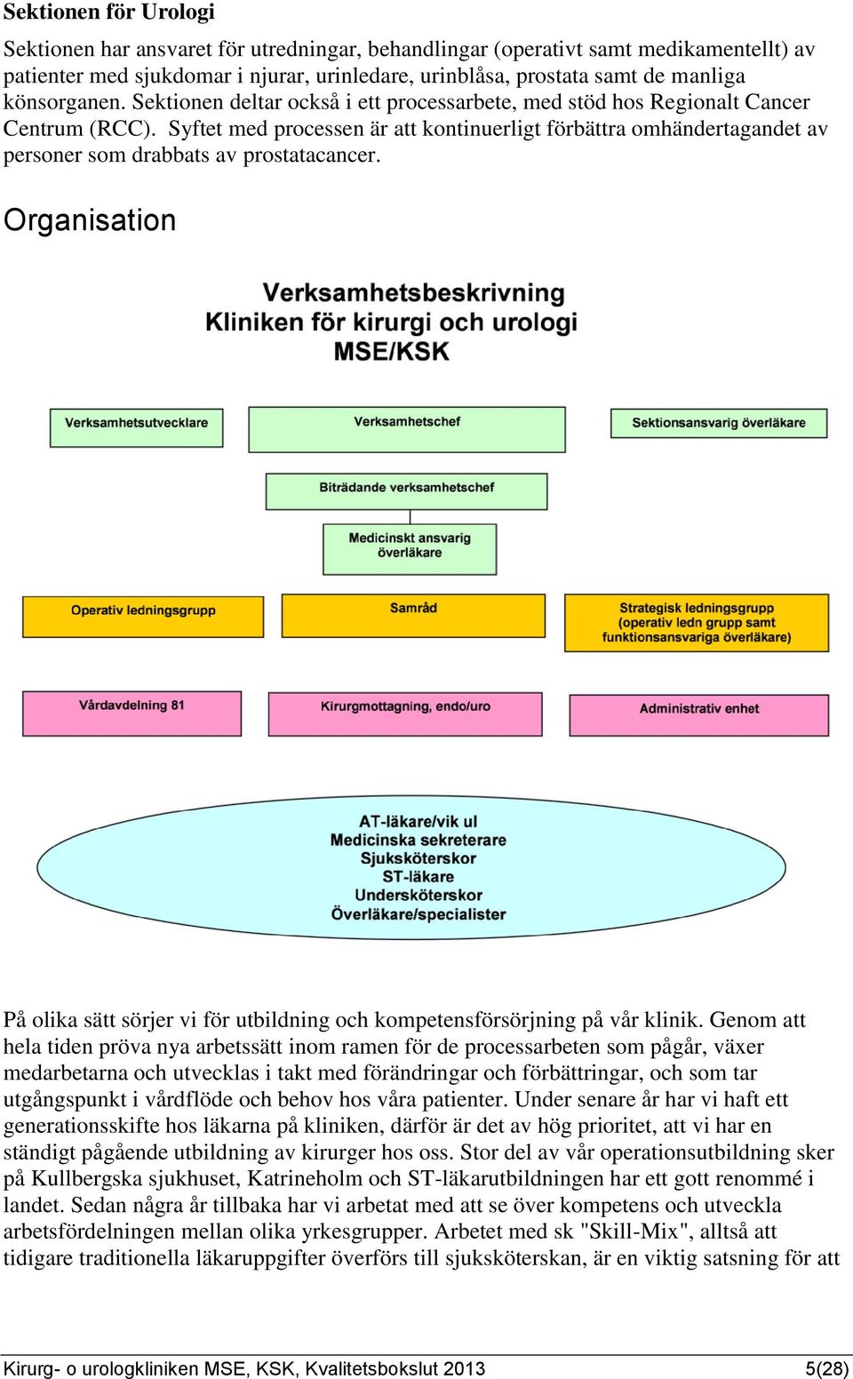 Syftet med processen är att kontinuerligt förbättra omhändertagandet av personer som drabbats av prostatacancer.