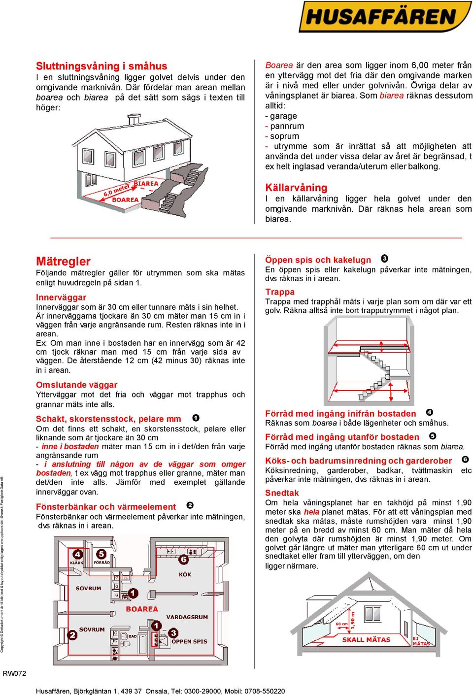 nivå med eller under golvnivån. Övriga delar av våningsplanet är biarea.