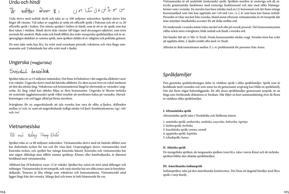 Hindi skrivs från vänster till höger med devanagari-alfabetet, som även används för sanskrit.