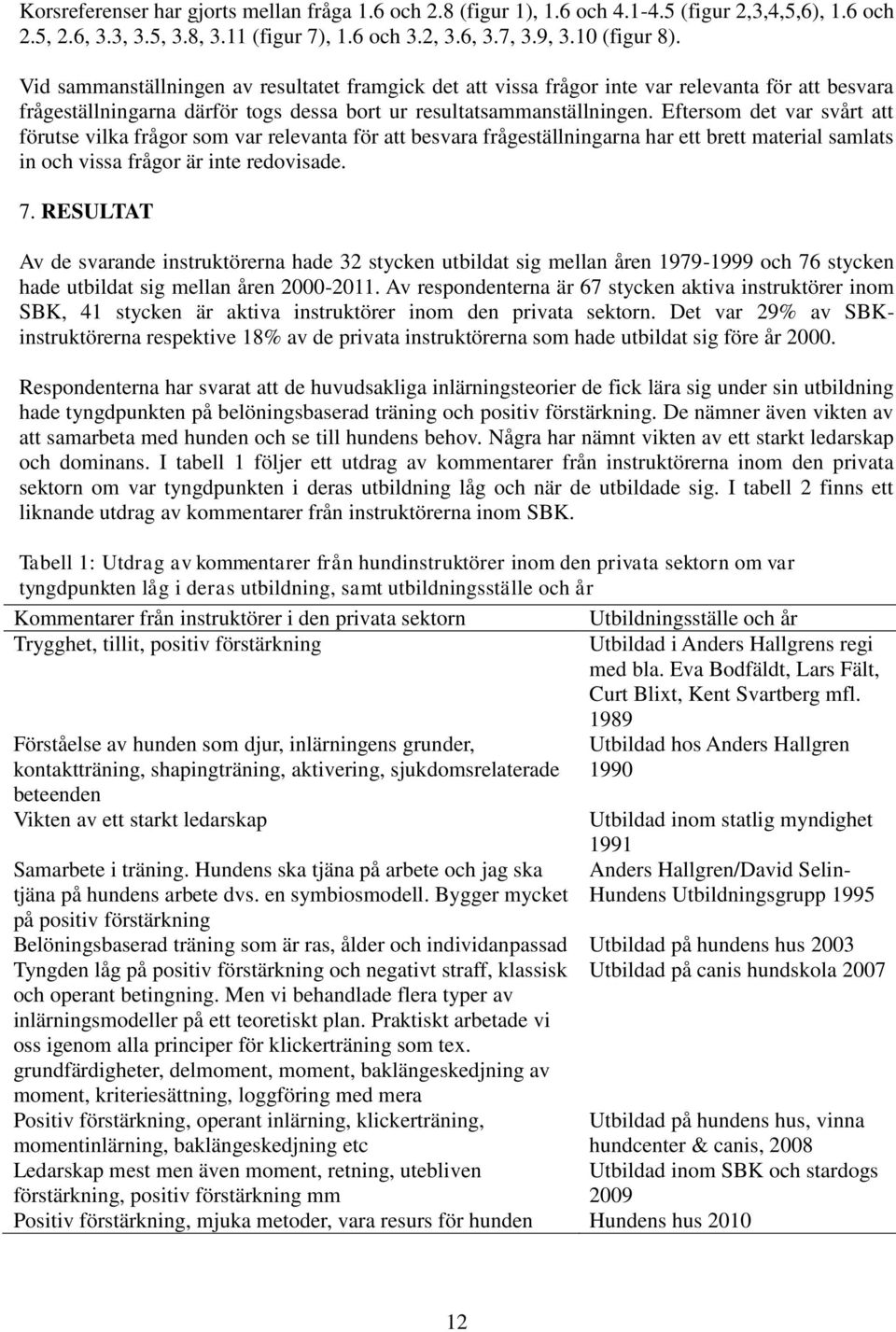 Eftersom det var svårt att förutse vilka frågor som var relevanta för att besvara frågeställningarna har ett brett material samlats in och vissa frågor är inte redovisade. 7.