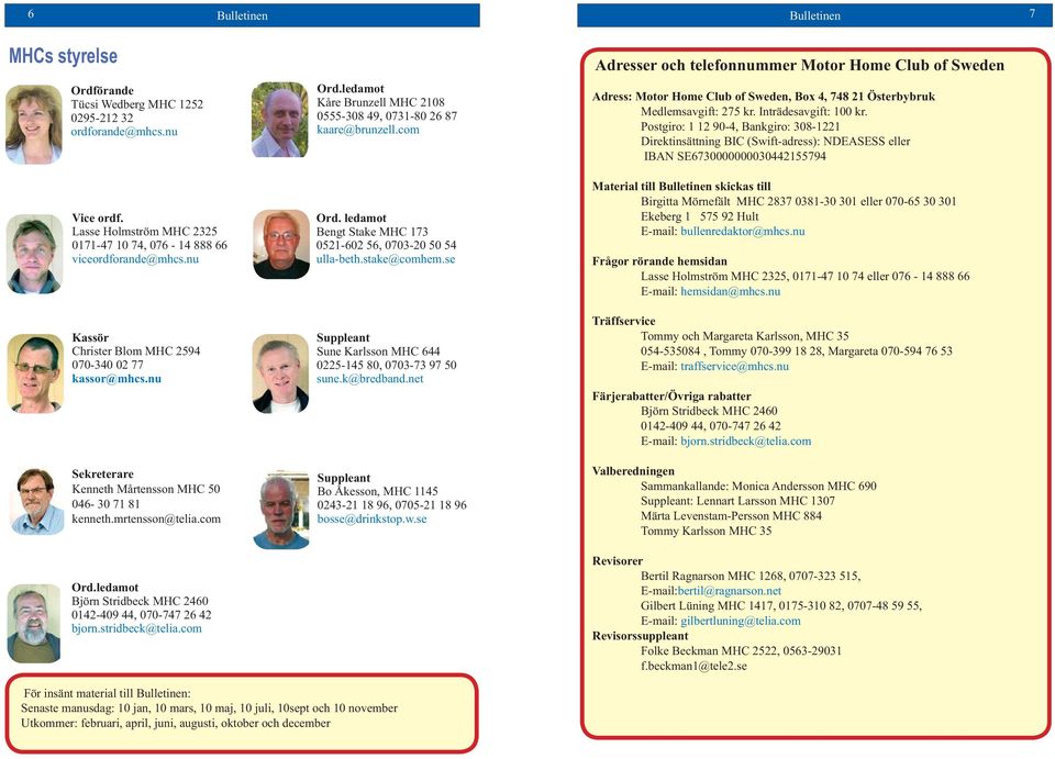 ledamot Björn Stridbeck MHC 2460 0142-409 44, 070-747 26 42 bjorn.stridbeck@telia.com Ord.ledamot Kåre Brunzell MHC 2108 0555-308 49, 0731-80 26 87 kaare@brunzell.com Ord. ledamot Bengt Stake MHC 173 0521-602 56, 0703-20 50 54 ulla-beth.