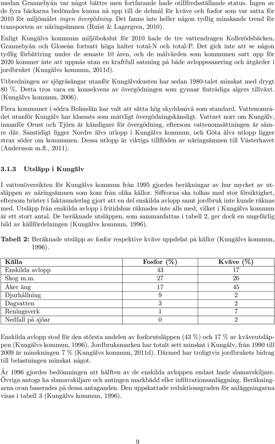 Det fanns inte heller någon tydlig minskande trend för transporten av näringsämnen (Ruist & Lagergren, 2010).