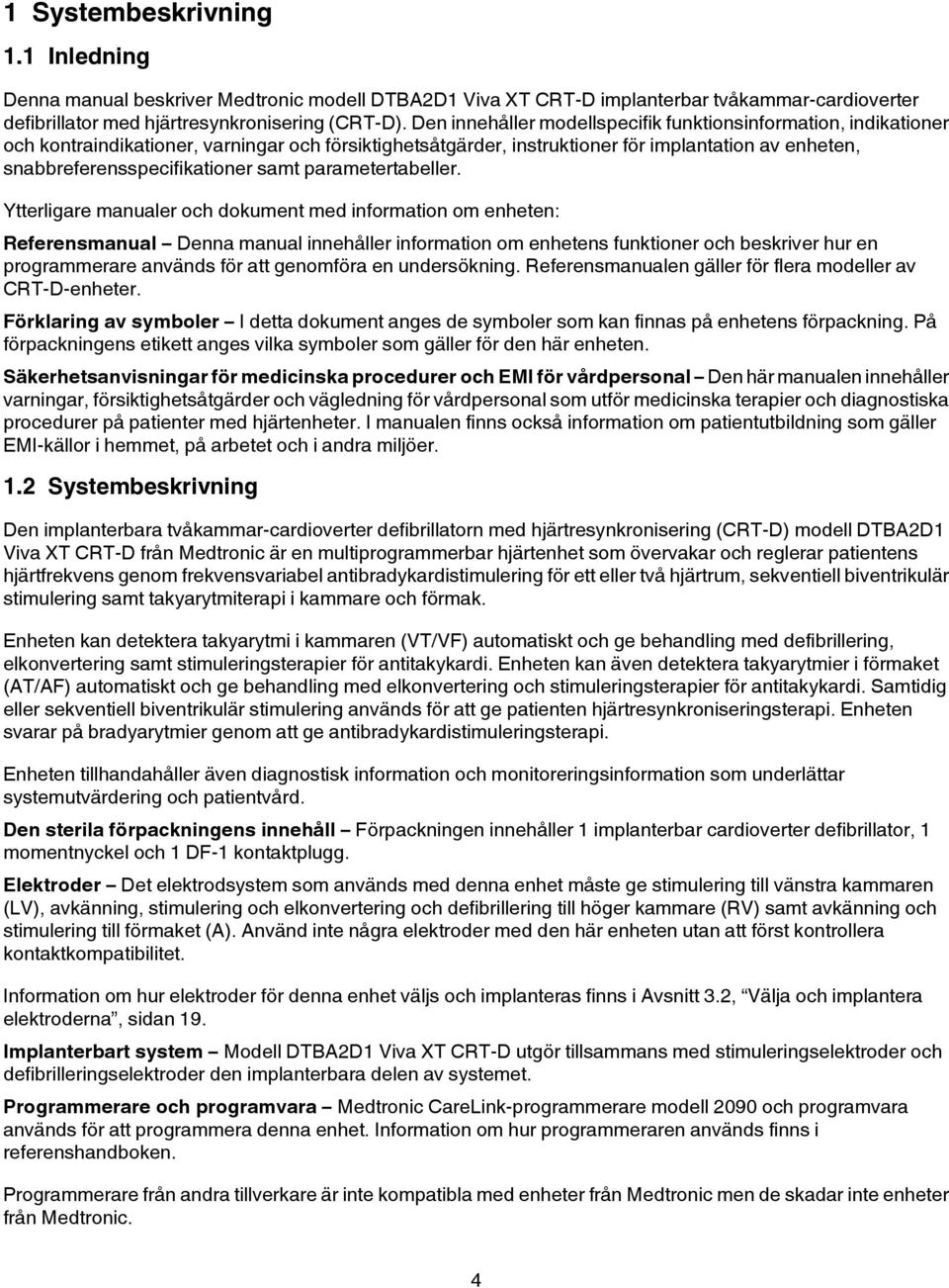 samt parametertabeller.