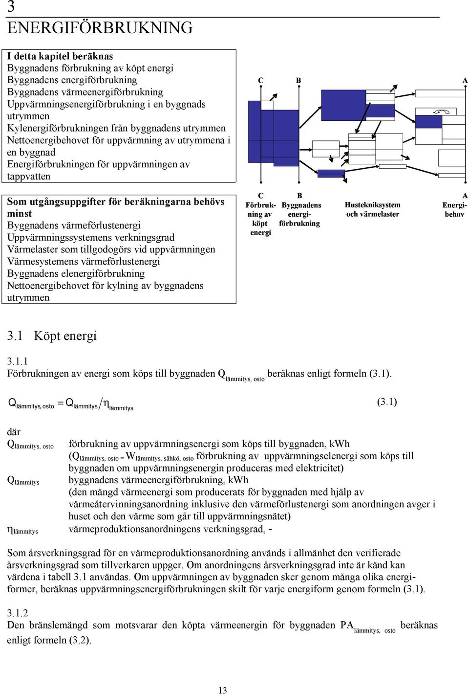 beräkningarna behövs minst Byggnadens värmeförlustenergi Uppvärmningssystemens verkningsgrad Värmelaster som tillgodogörs vid uppvärmningen Värmesystemens värmeförlustenergi Byggnadens